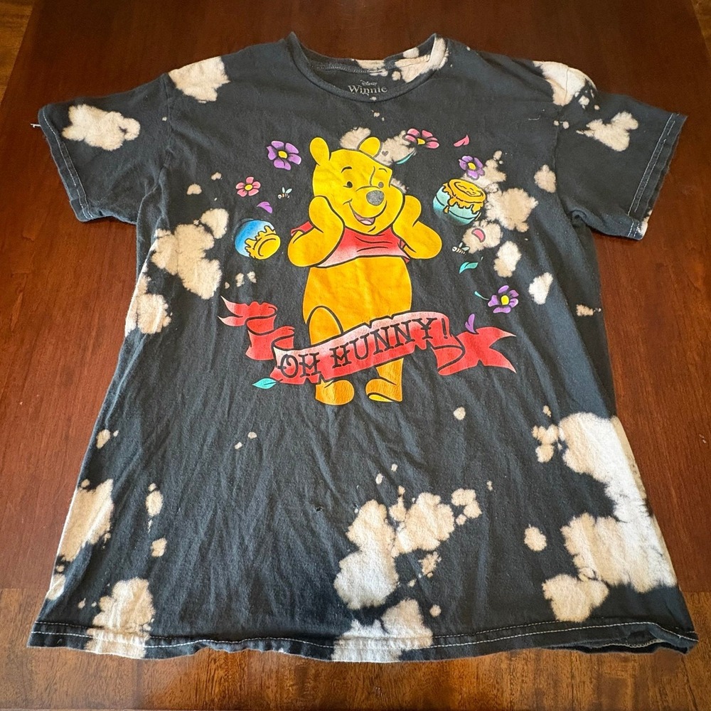 Disney Winnie the‎ Pooh "Oh Hunny!" Graphic Tee Bleached Distressed Custom Style